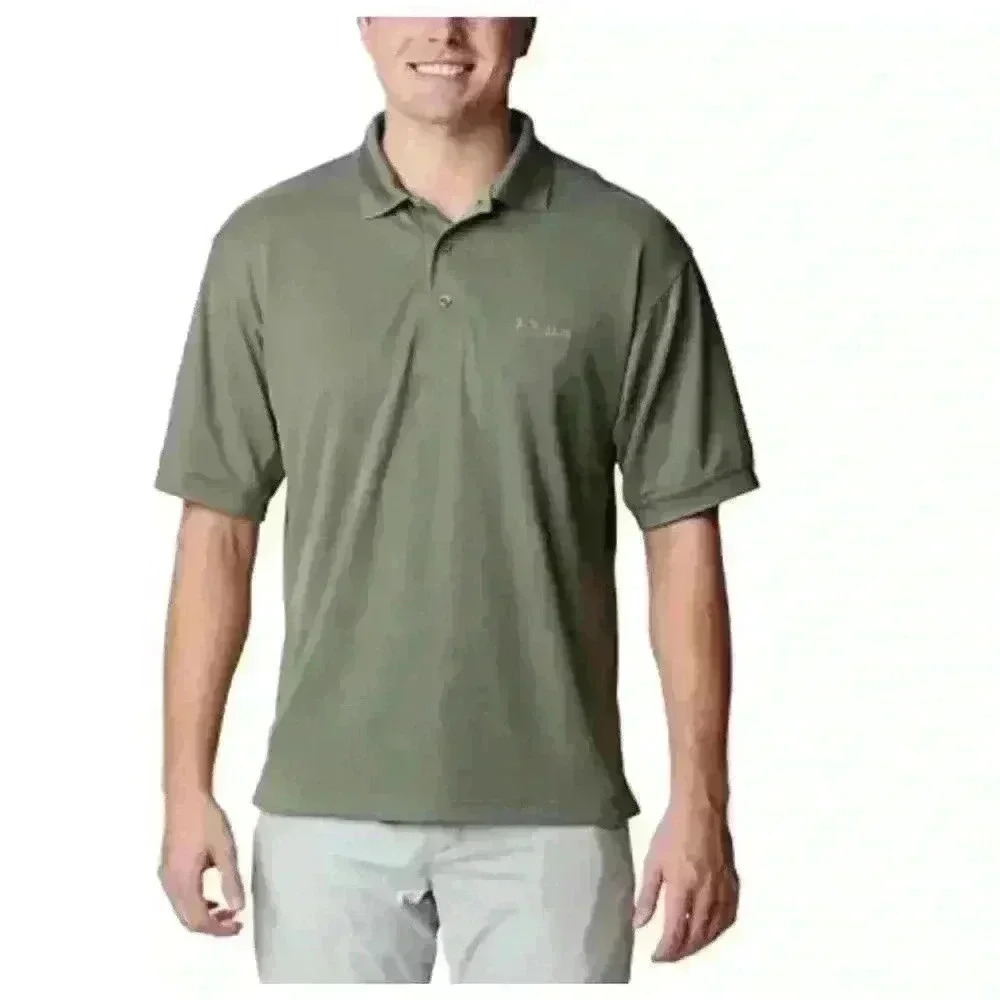 Columbia PFG Shirt Mens Large Short Sleeve Polo Vented Green Outdoor Fishing